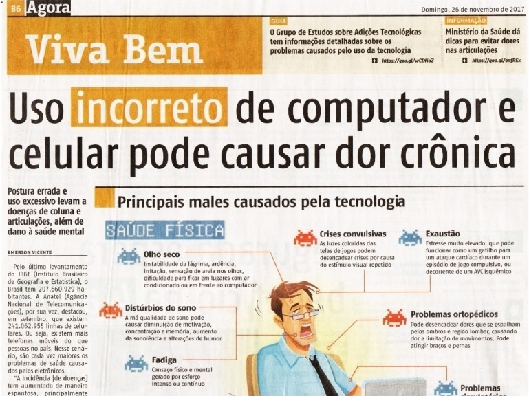 Uso incorreto de computador e celular pode causar dor crônica